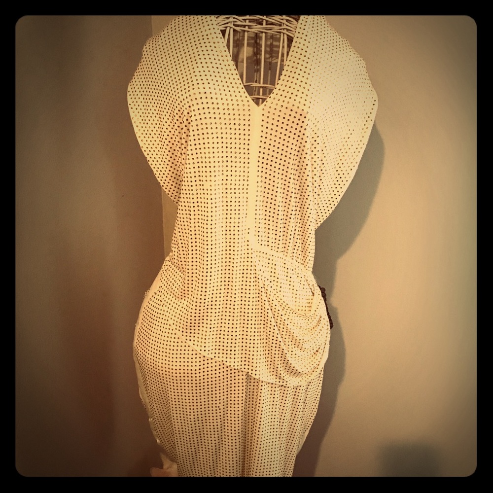 Cream and gold Dotted cocktail dress